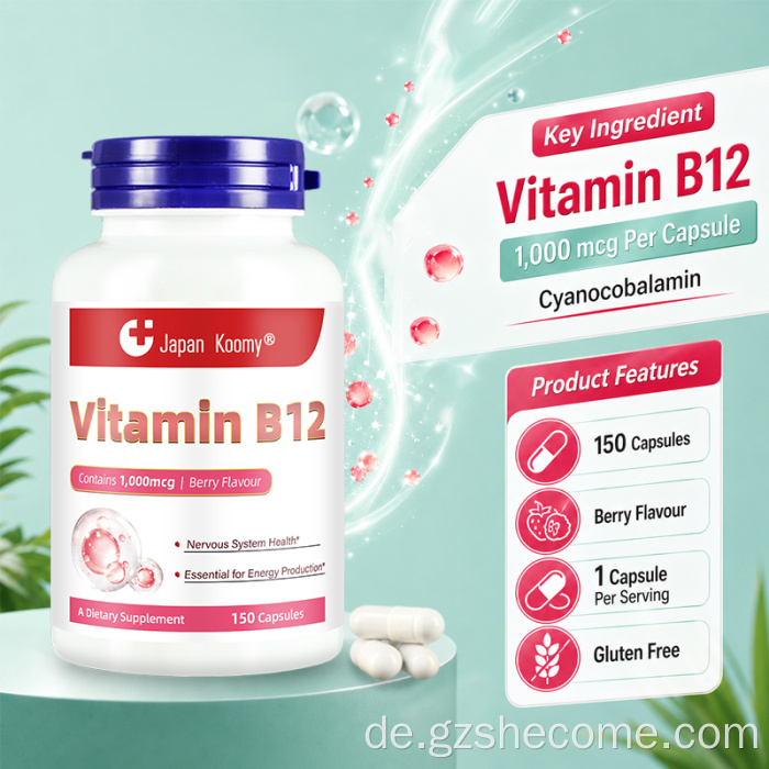 Shecome Vitamin B12-Kapseln, Energieunterstützung für das Nervensystem
